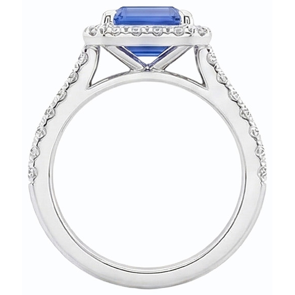 natural emerald sapphire 3.50ct ring profile view
