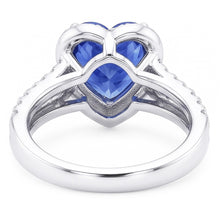 White Gold Halo Wedding Ring Heart Sapphire Double Shank 3.50 Carats