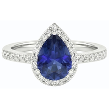 natural round sapphire 3ct ring on white background