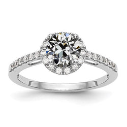 White Gold Halo Wedding Ring Round Old Miner Genuine Diamond 3 Carats