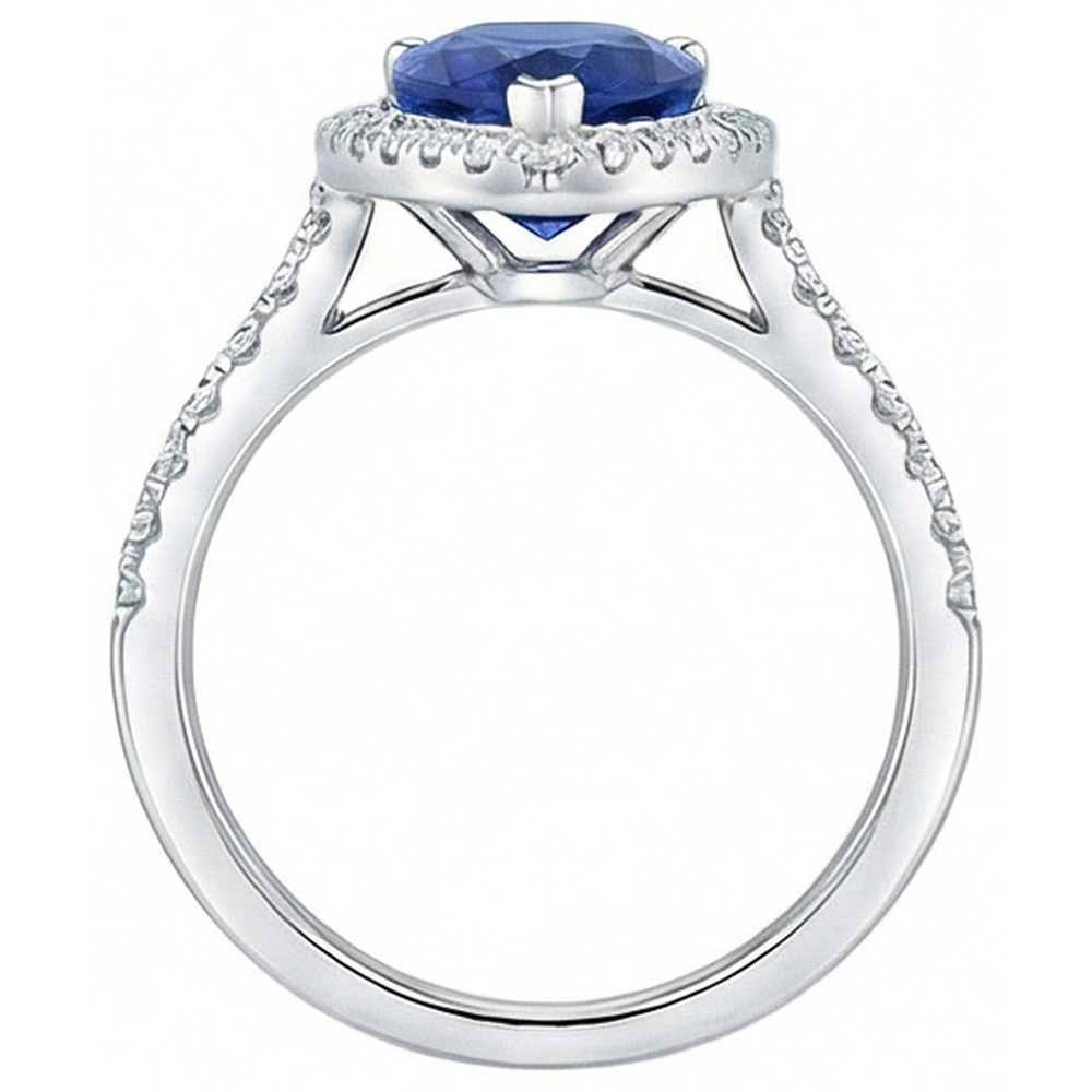 natural round sapphire 3.25ct ring profile view