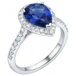 Natural Sapphire Ring 3.25ct - White Gold 14K
