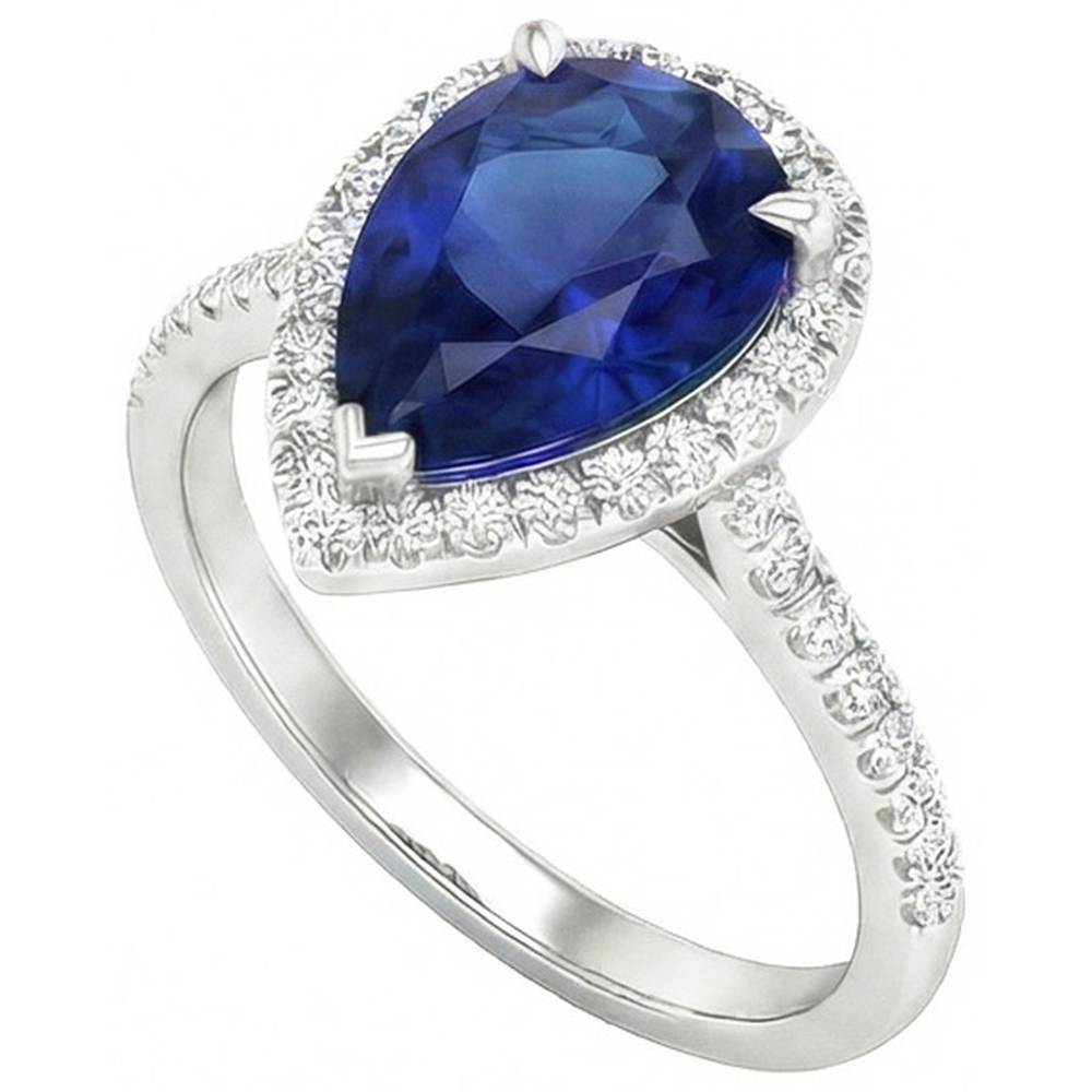 natural round sapphire 3.25ct ring close up detail