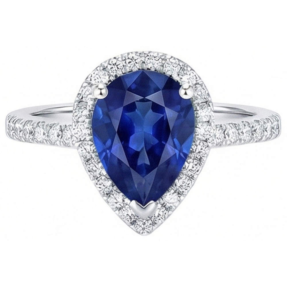 natural round sapphire 3.25ct ring side angle