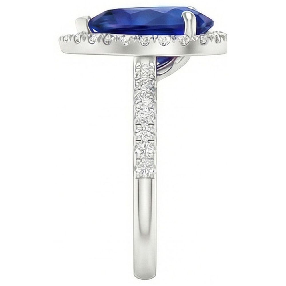 natural round sapphire 3.25ct ring top view