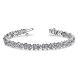 White Gold Jewelry 6 Ct Round Prong Setting Flower Real Diamond Bracelet