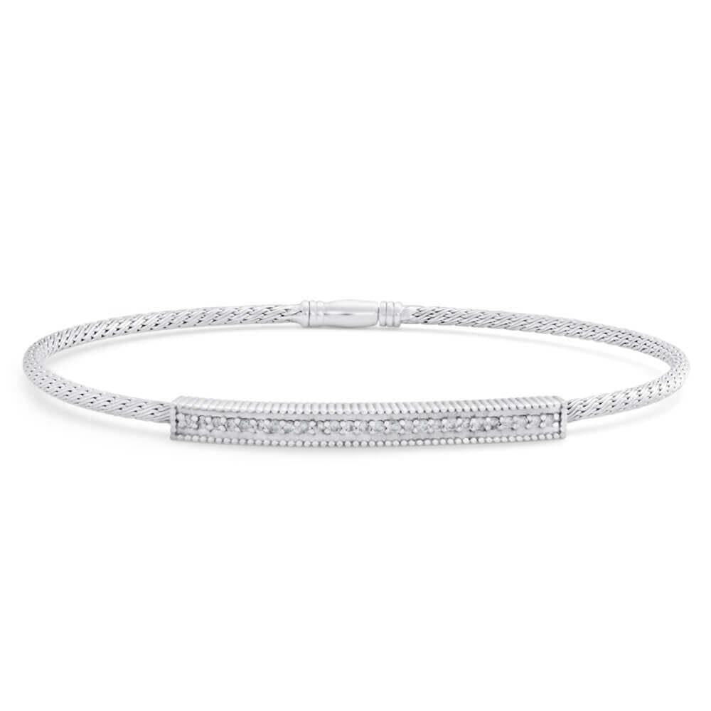 White Gold Ladies Bangle 2 Carats Small Round Natural Diamonds