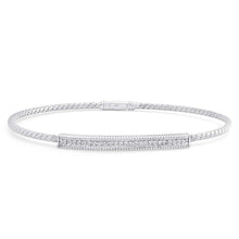 White Gold Ladies Bangle 2 Carats Small Round Natural Diamonds