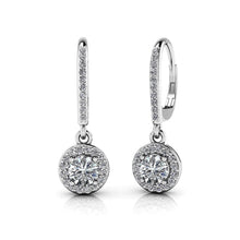 White Gold Lady Dangle Real Diamonds Earring 14K Prong Set 2.50 Carats