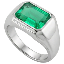 Real Emerald Gemstone Ring 3 ct 14K White Gold – front view