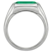 Real Emerald Gemstone Ring 3 ct 14K White Gold – top view