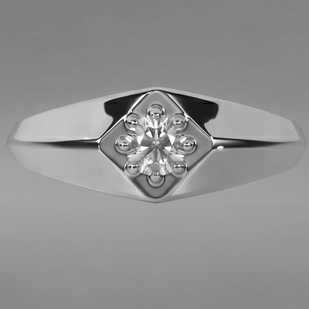 White Gold Men’s Ring Real Natural Earth Mined Diamond