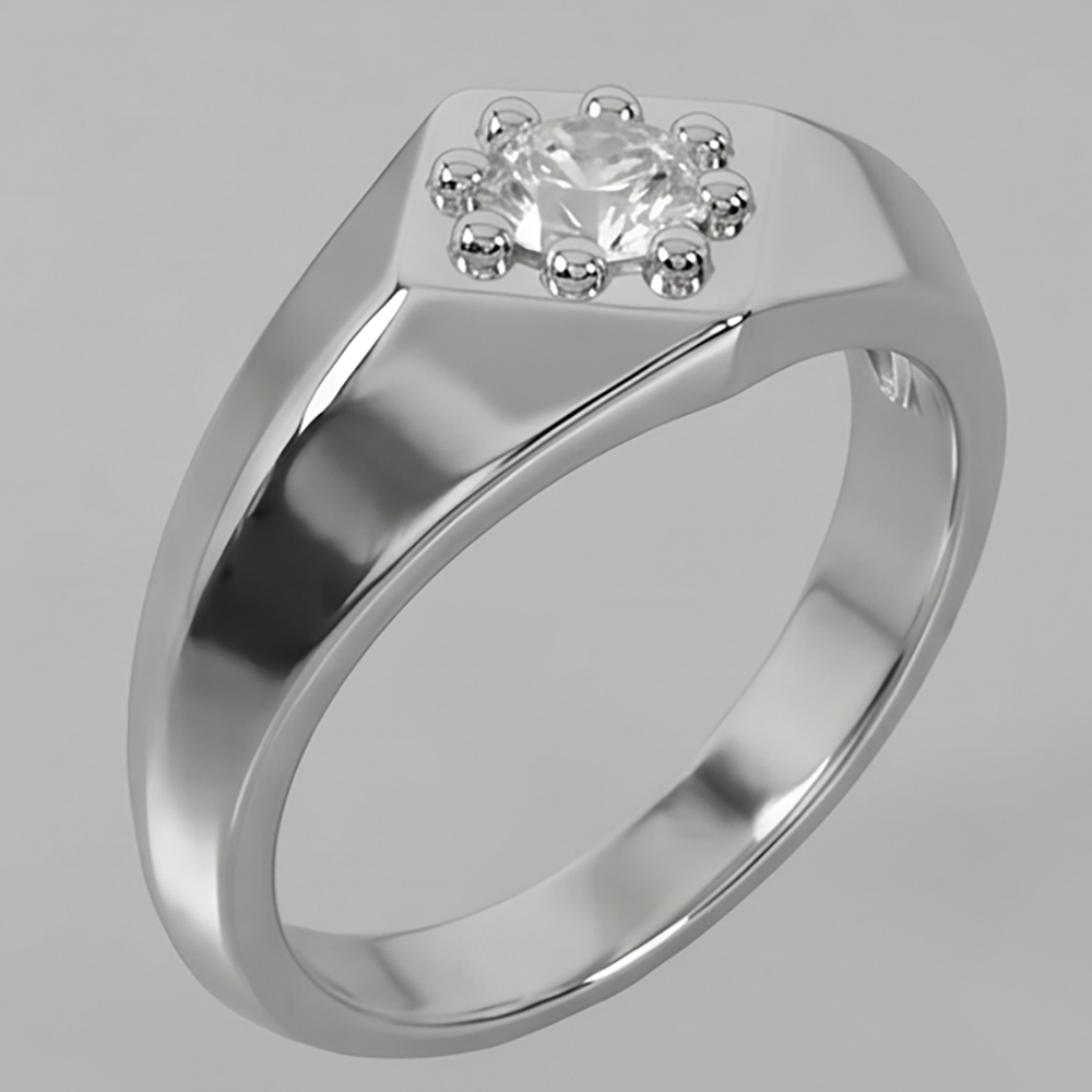 White Gold Men’s Ring Real Natural Earth Mined Diamond