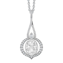 White Gold Natural Diamond Pendant Oval Old Cut Bezel Set 3.50 Carats