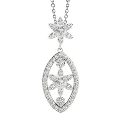 White Gold Natural Diamond Pendant With Chain Round & Heart Old Mine 4 Carats