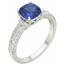 White Gold Natural Earth Mined Diamond Blue Sapphire Engagement Ring Prong Set 3.50 Carats