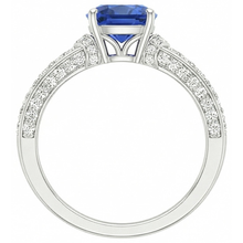 White Gold Natural Earth Mined Diamond Blue Sapphire Engagement Ring Prong Set 3.50 Carats