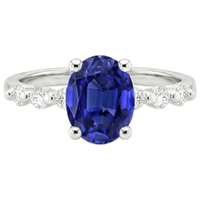 White Gold Natural Earth Mined Diamond Engagement Ring Oval Blue Sapphire 4.50 Carats
