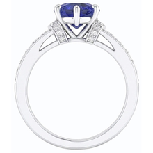 natural round sapphire 3.50ct ring front view