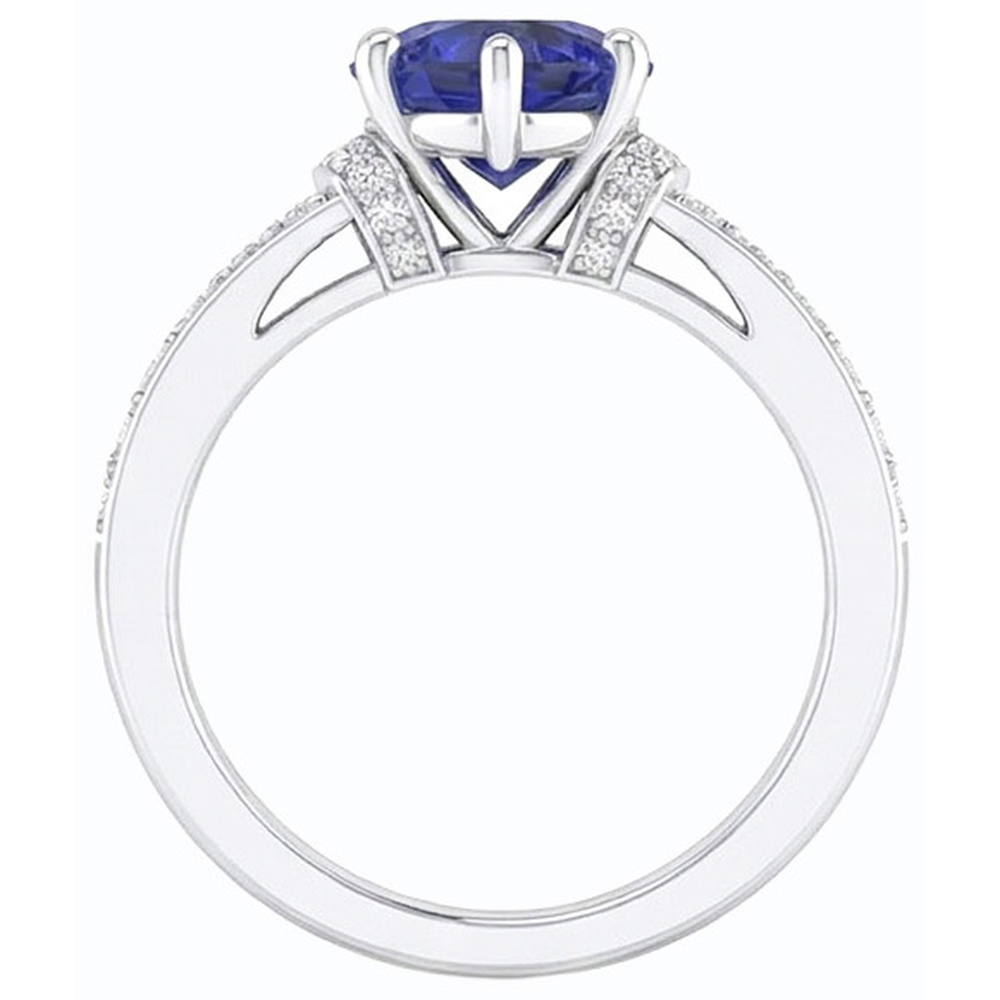 natural round sapphire 3.50ct ring front view