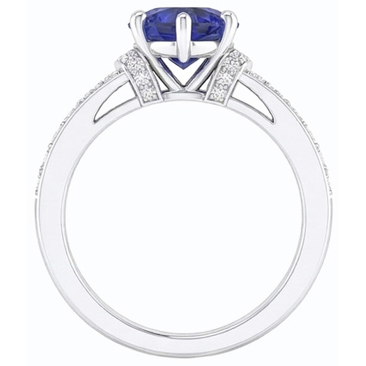 natural round sapphire 3.50ct ring front view