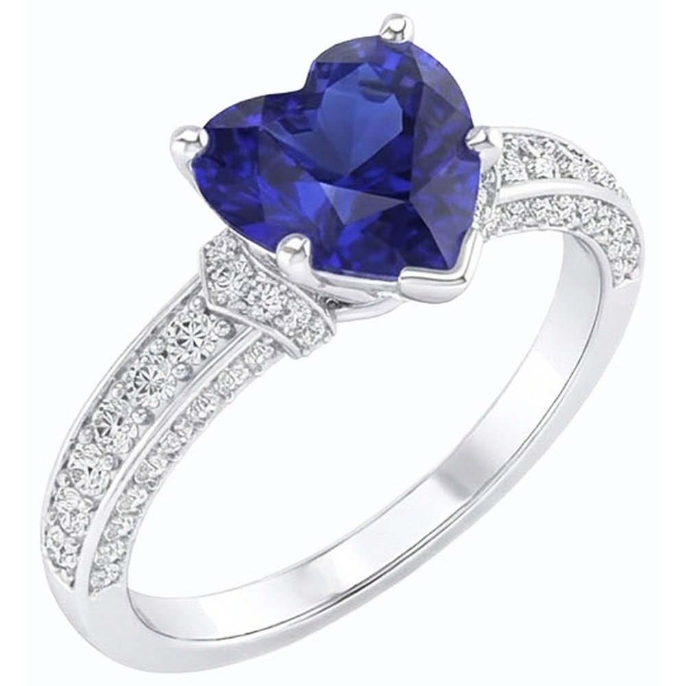 natural round sapphire 3.50ct ring side angle