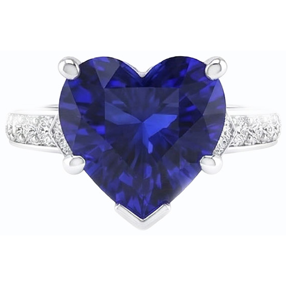 natural round sapphire 3.50ct ring top view