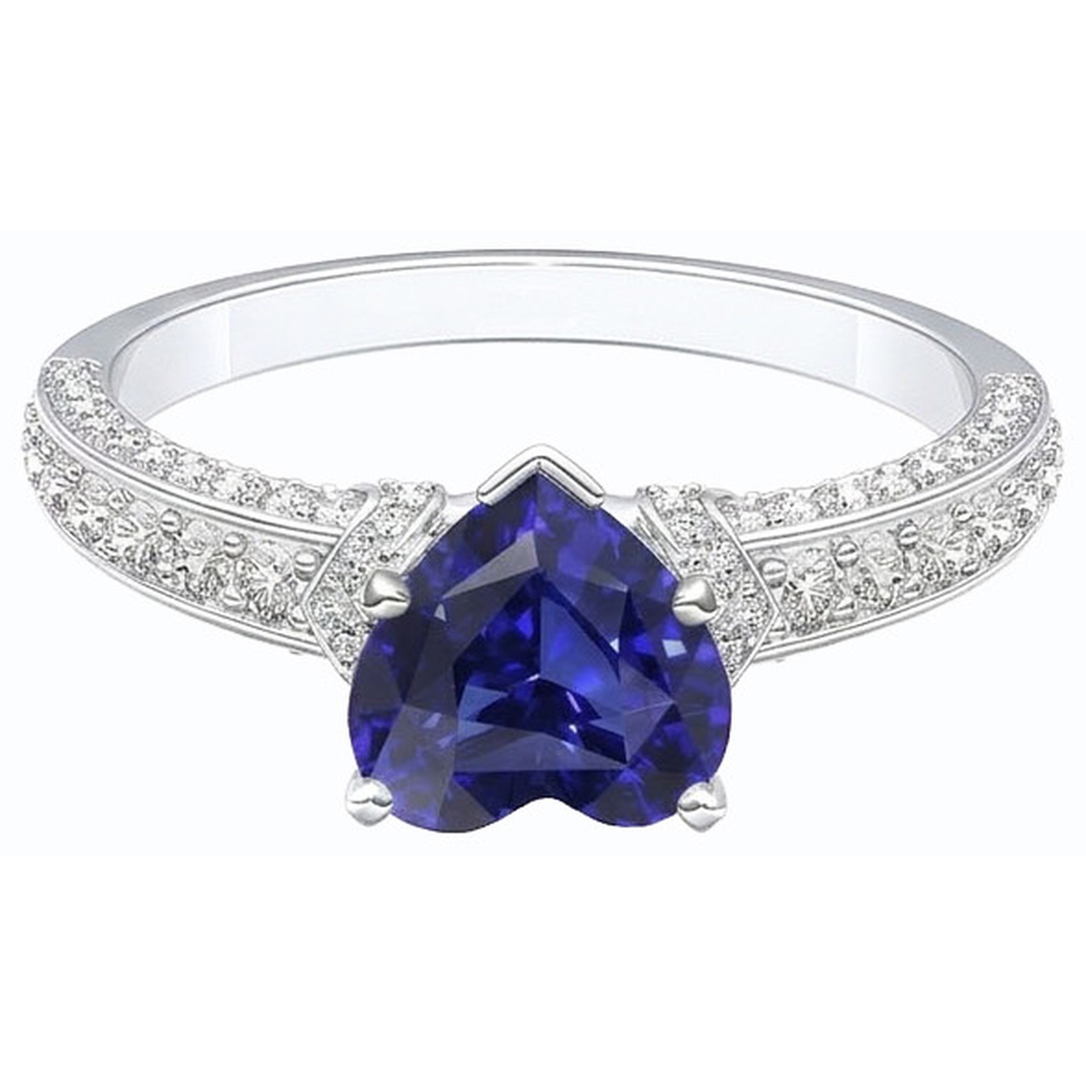 natural round sapphire 3.50ct ring profile view