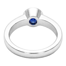 White Gold Natural Earth Mined Diamond Ring 2 Carat Round Bezel Set Blue Sapphire Gemstone