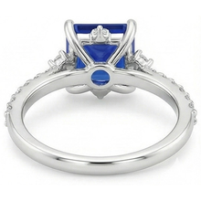 White Gold Natural Earth Mined Diamond Ring Halo Ceylon Sapphire With Accents 6.25 Carats