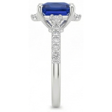 White Gold Natural Earth Mined Diamond Ring Halo Ceylon Sapphire With Accents 6.25 Carats