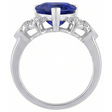 natural round sapphire 3.50ct ring on white background