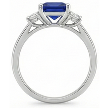 White Gold Natural Earth Mined Diamond Ring Princess Ceylon Sapphire 3 Stone 5.50 Carats