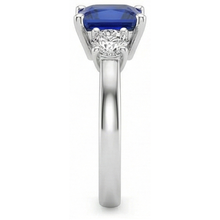 White Gold Natural Earth Mined Diamond Ring Princess Ceylon Sapphire 3 Stone 5.50 Carats