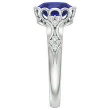 White Gold Natural Earth Mined Diamond Ring Women Oval Blue Sapphire Bezel Set 3.75 Carats