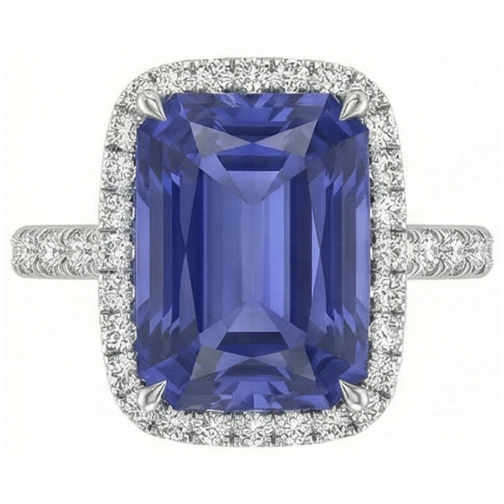 natural round sapphire 4ct ring front view