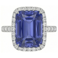 Natural Sapphire Ring 4ct - White Gold 14K