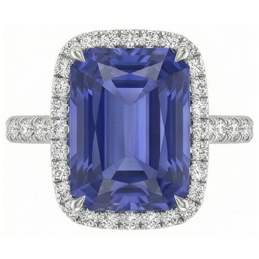 natural round sapphire 4ct ring front view