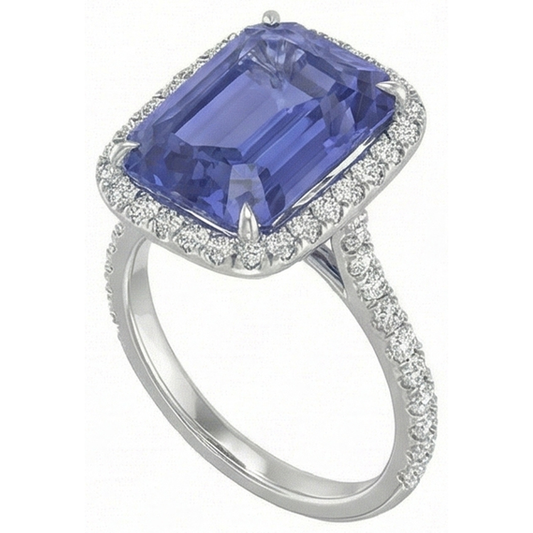 natural round sapphire 4ct ring side angle