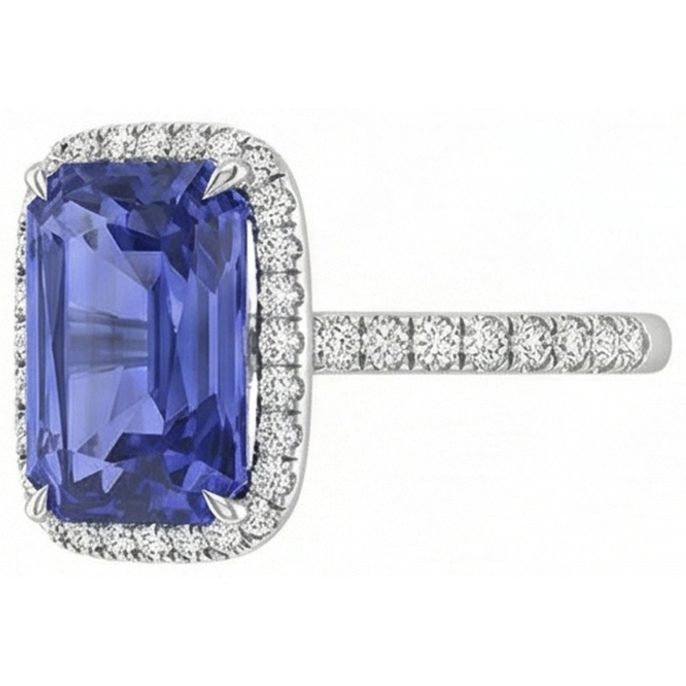 natural round sapphire 4ct ring close up detail