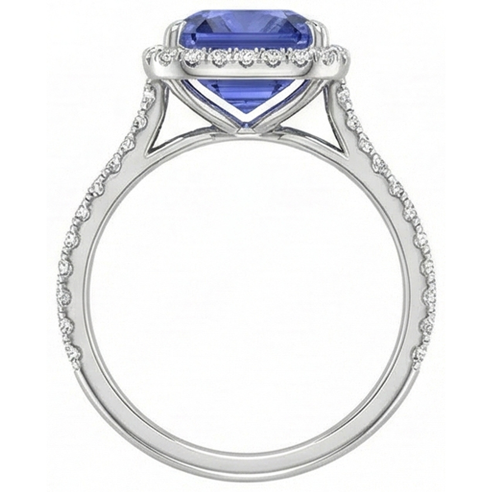 natural round sapphire 4ct ring profile view
