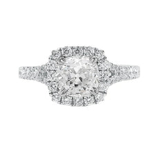 White Gold Old Cut Cushion Real Diamond Round Halo Ring 5 Carats Jewelry