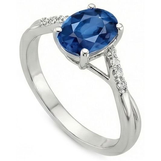 White Gold Oval Ceylon Sapphire Ring