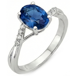 White Gold Oval Ceylon Sapphire Ring