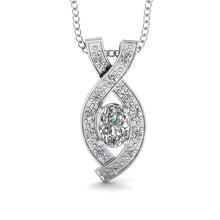 White Gold Oval & Real Round Cut 2.70 Ct Diamonds Entwine Pendant Necklace