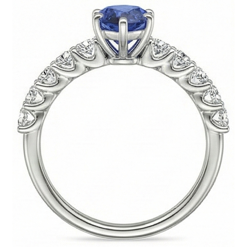 White Gold Pear Blue Sapphire With Accents Ring 3.50 Women's Jewellery