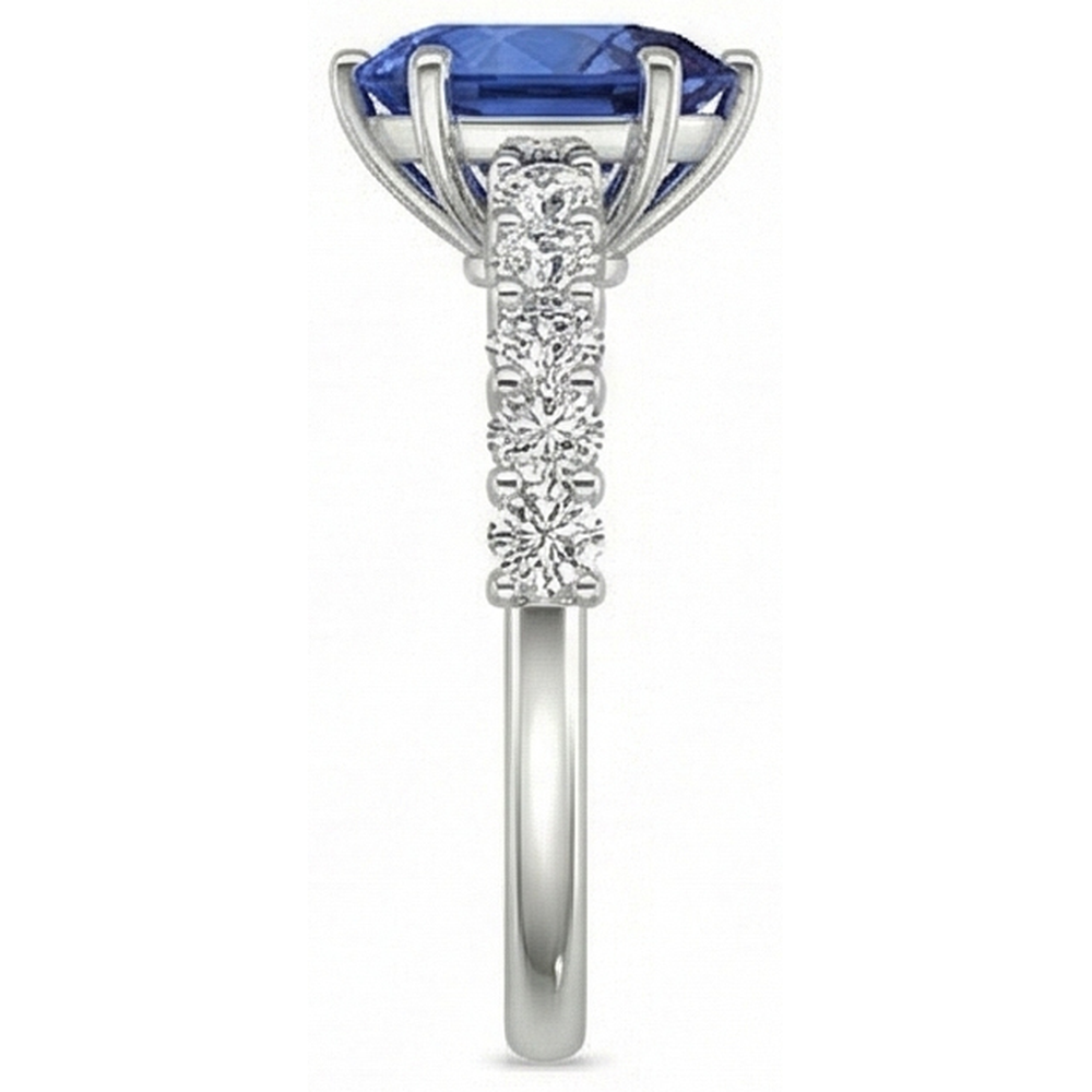 White Gold Pear Blue Sapphire With Accents Ring 3.50 Women's Jewellery