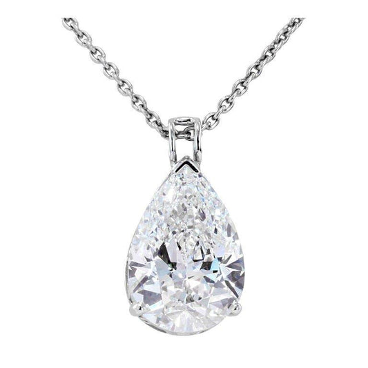 White Gold Pear Cut Diamond Ladies Solitaire Pendant Jewelry 2 Ct.