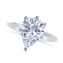 White Gold Pear Genuine Diamond Ring