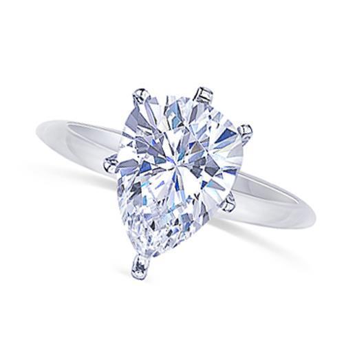 White Gold Pear Genuine Diamond Ring